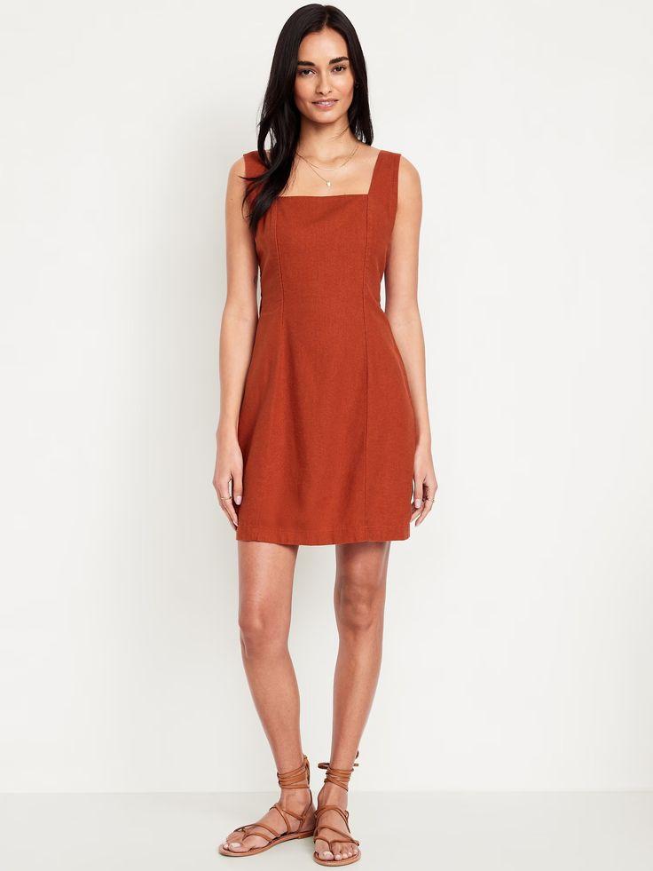orange square neck dress - best summer dresses