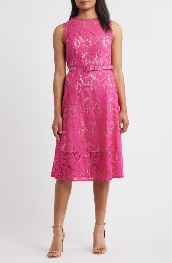 pink lace dress in fall/winter wedding guest dresses