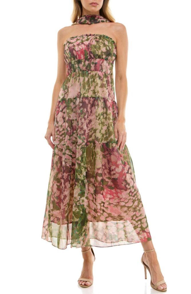 scarf dress in fall/winter wedding guest dresses