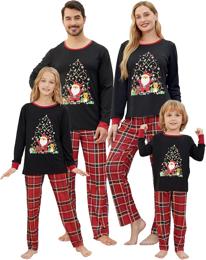 Black Santa Claus Matching Christmas Pajama Set