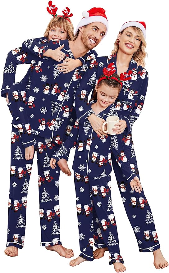 Navy Blue Snowman Christmas Pajamas