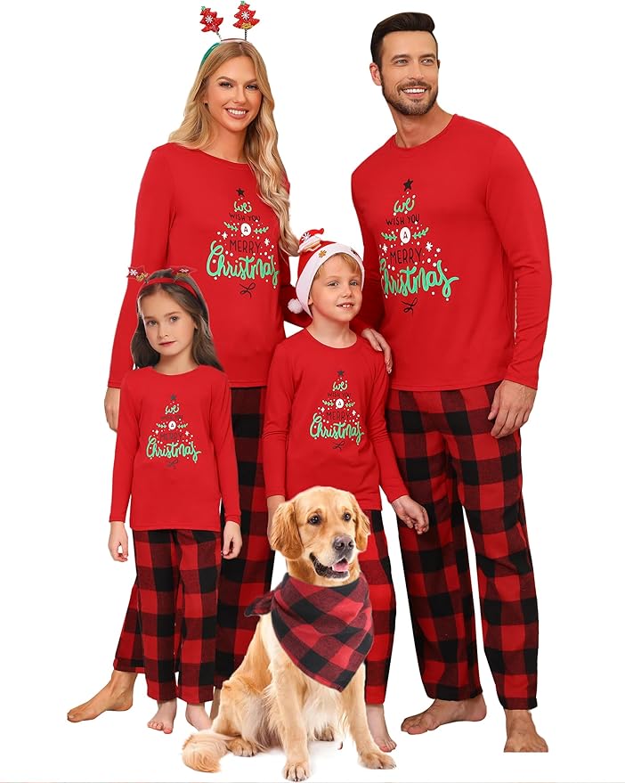 Red Merry Christmas Pajamas Family Set